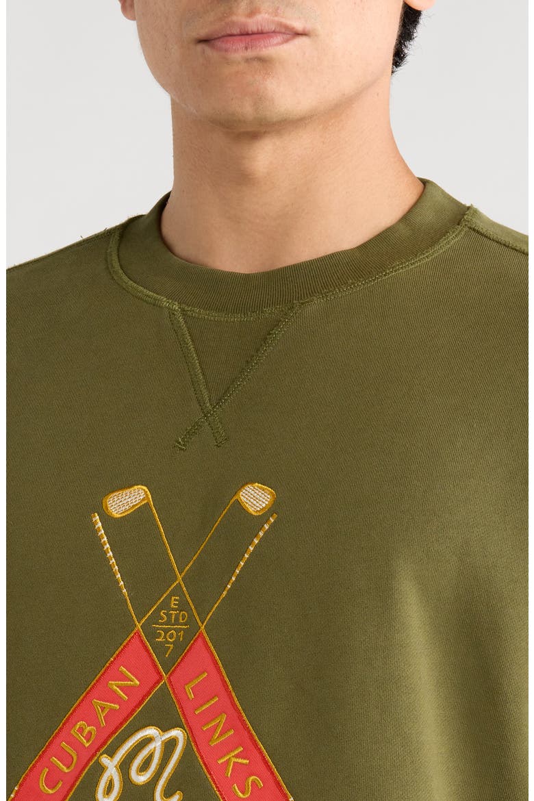 Trinity Embroidered Cotton Sweatshirt, Alternate, color, CHIVE