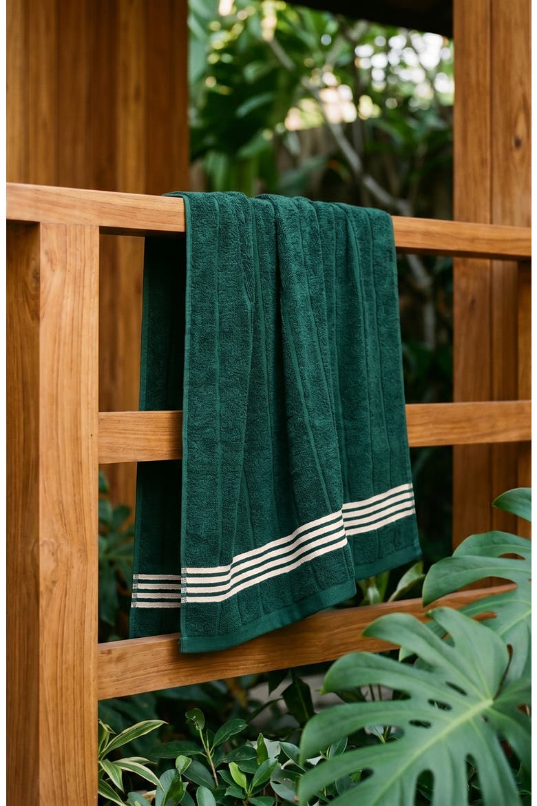 Nautilus 2-Piece Bath Towel Set, Alternate, color, Verdant / Ecru