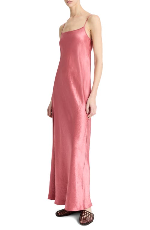 Vince Hammered Satin Maxi Slipdress In Pink