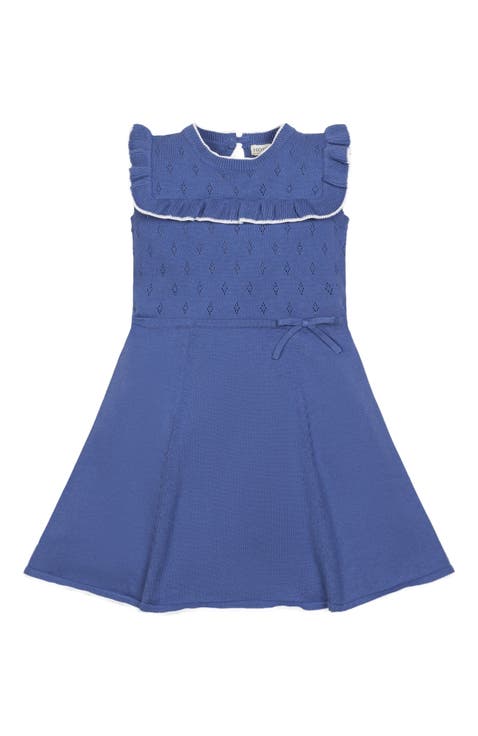 Girls' Organic Ruffle Yoke Sweater Dress, Toddler