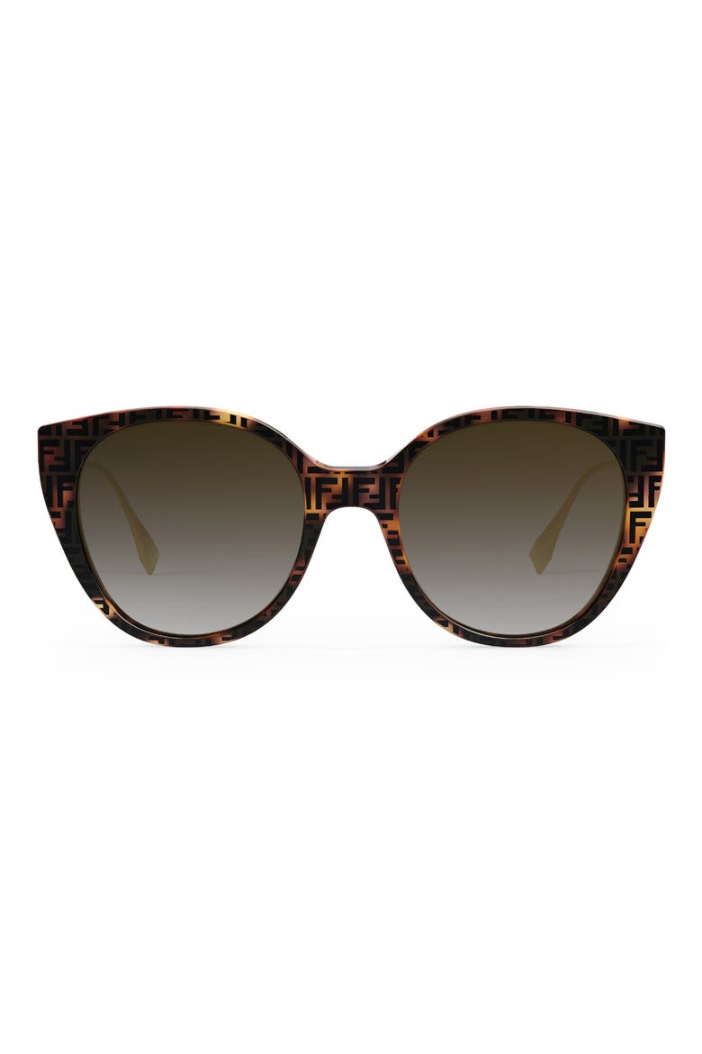 'Fendi Baguette 54mm Round Sunglasses, Main, color, COLORED HAVANA / BROWN POLAR