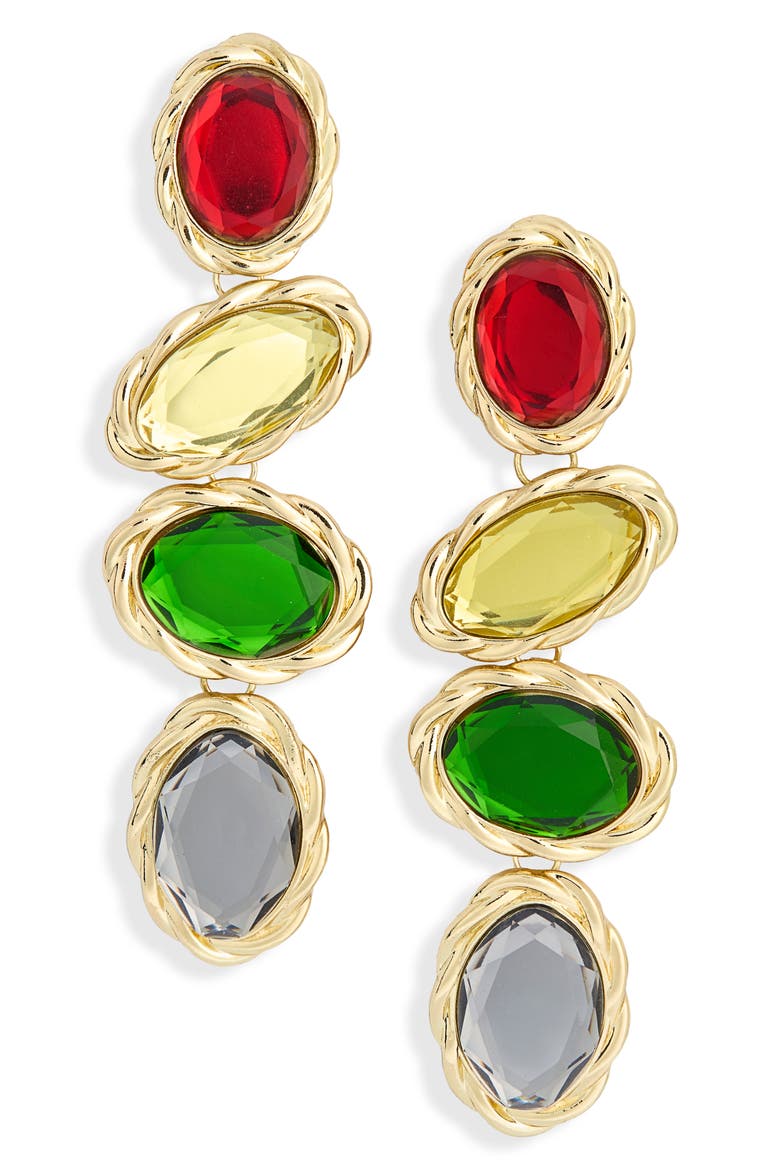 Celeste Butterfly & Flower Link Drop Earrings, Main, color, GOLD