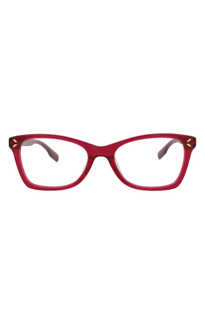 McQueen 48mm Square Optical Glasses, Main, color, Burgundy Burgundy Transparent
