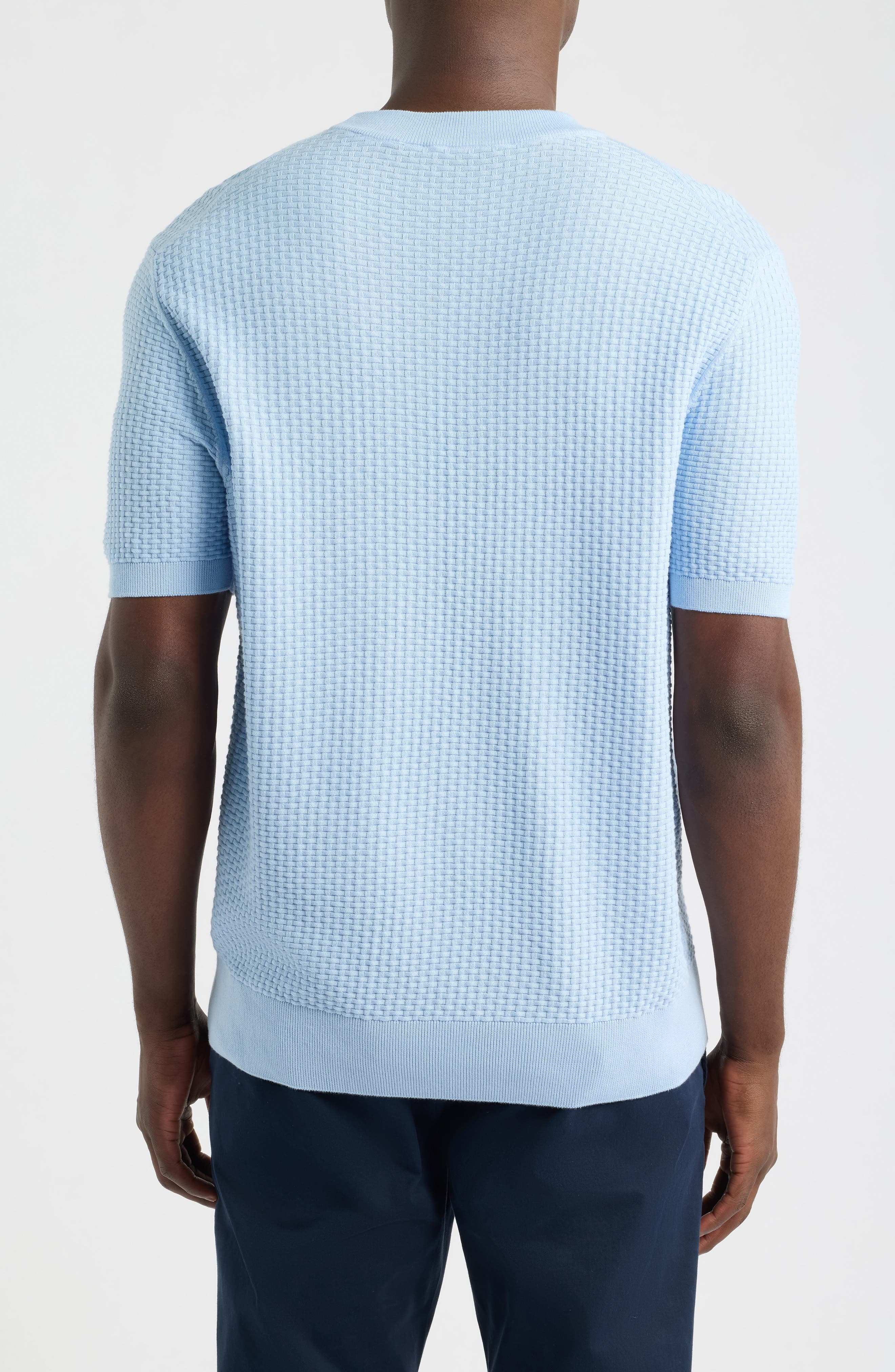 BOSS H-Nilton Short Sleeve Basket Weave Cotton Sweater (Men