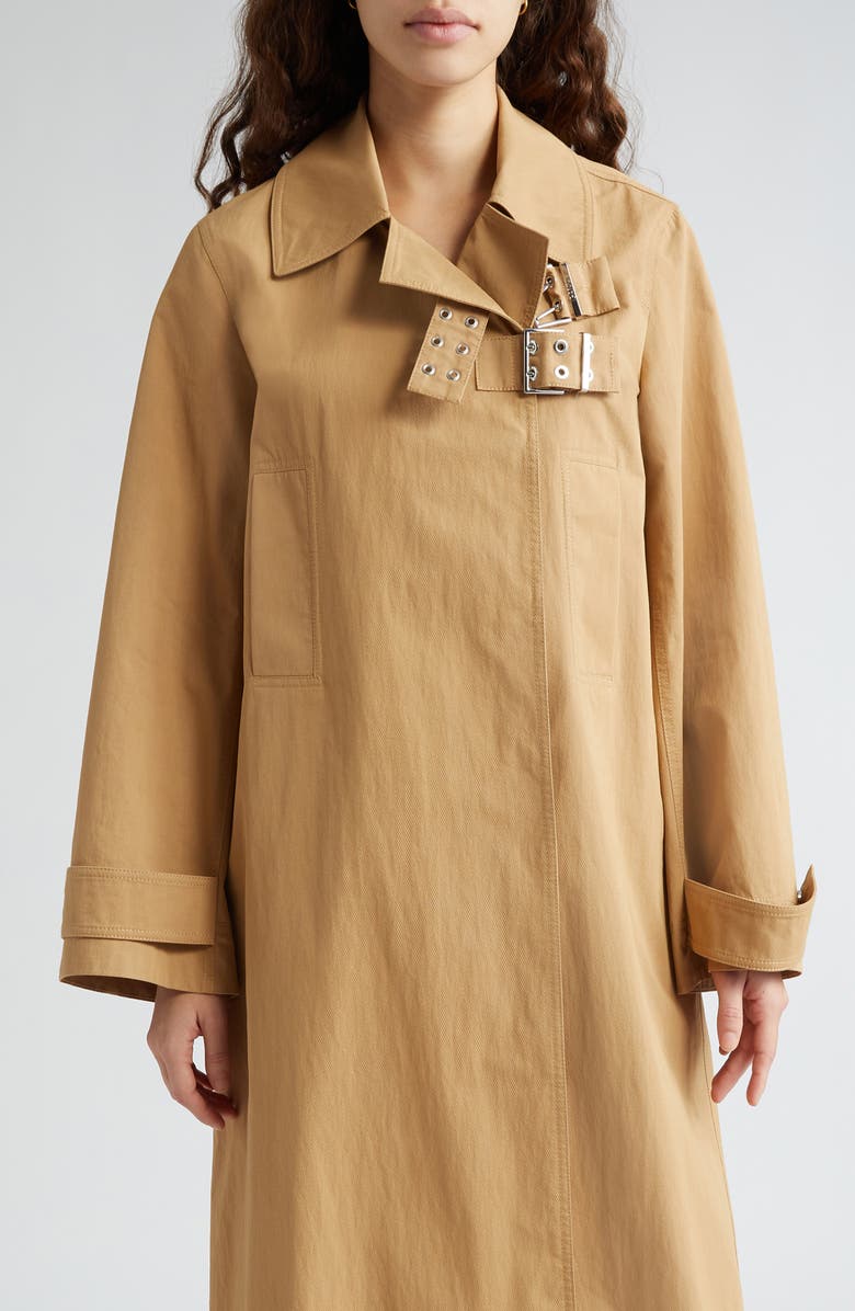 Ganni Organic Cotton Blend Twill Coat, Main, color,