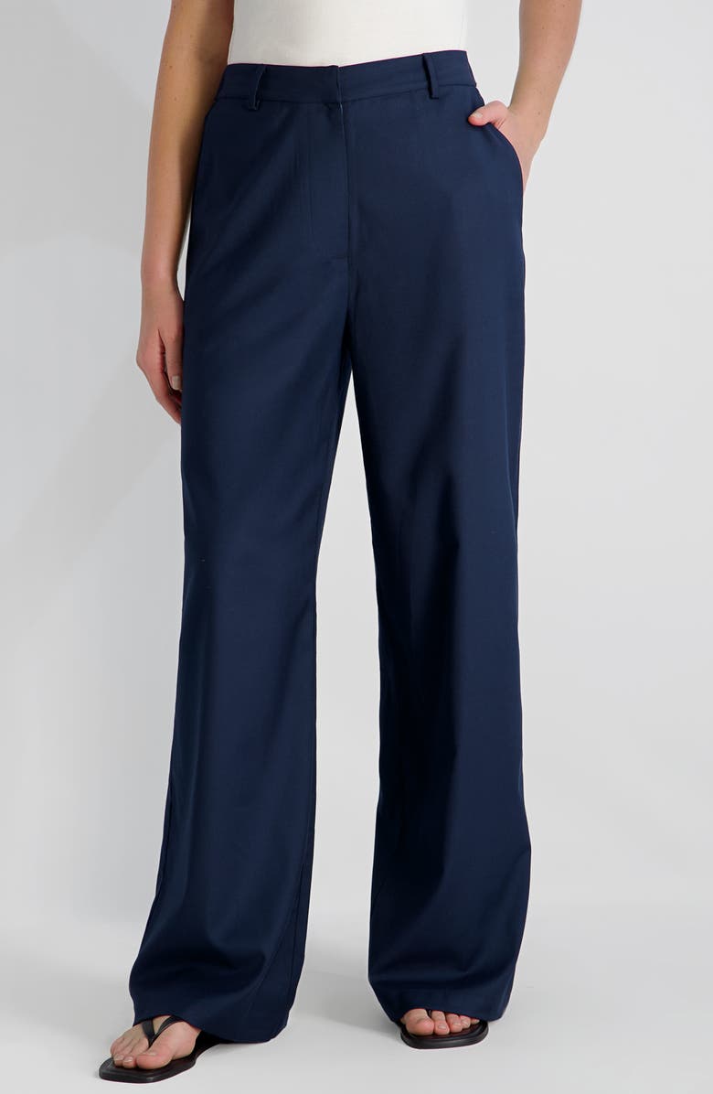 French Connection Wide Leg Twill Pants, Main, color, Marine