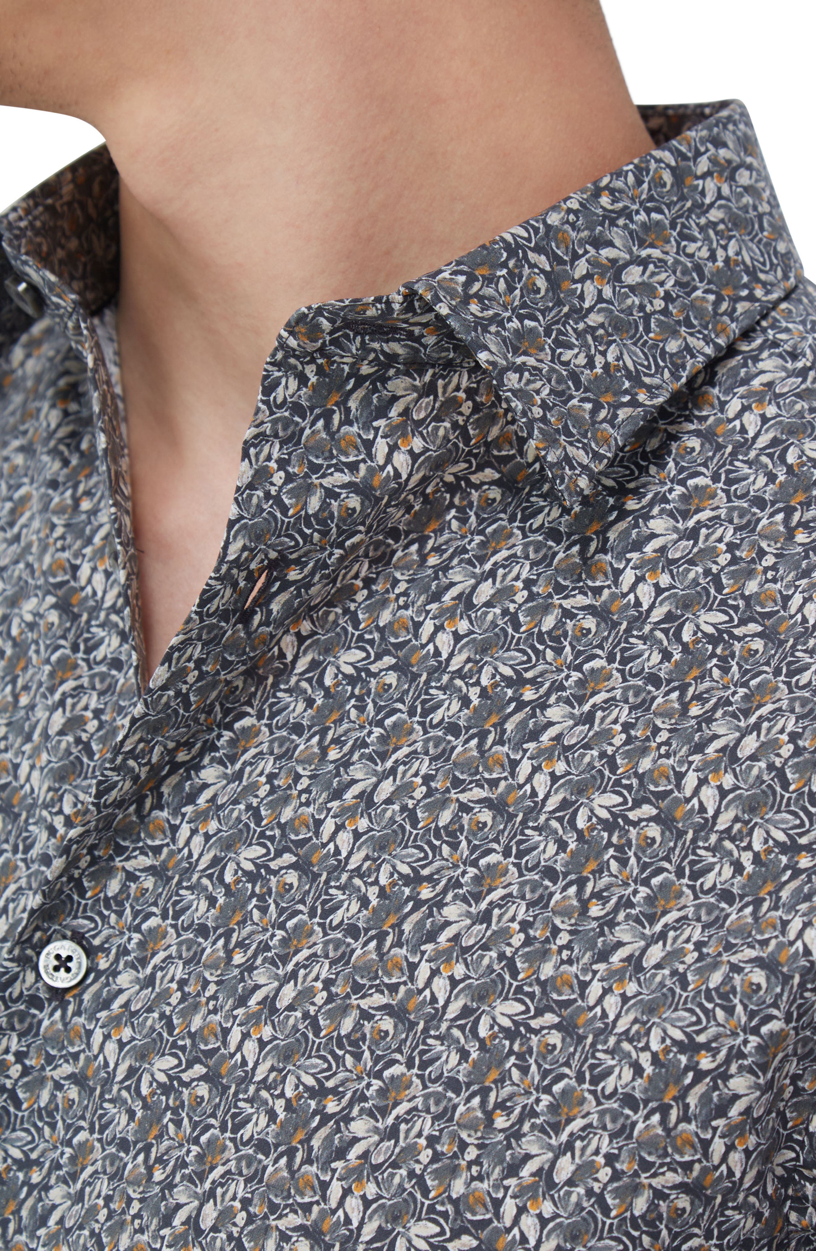 Julian Shaped Fit Leaf Print Button-Up Shirt - image 2