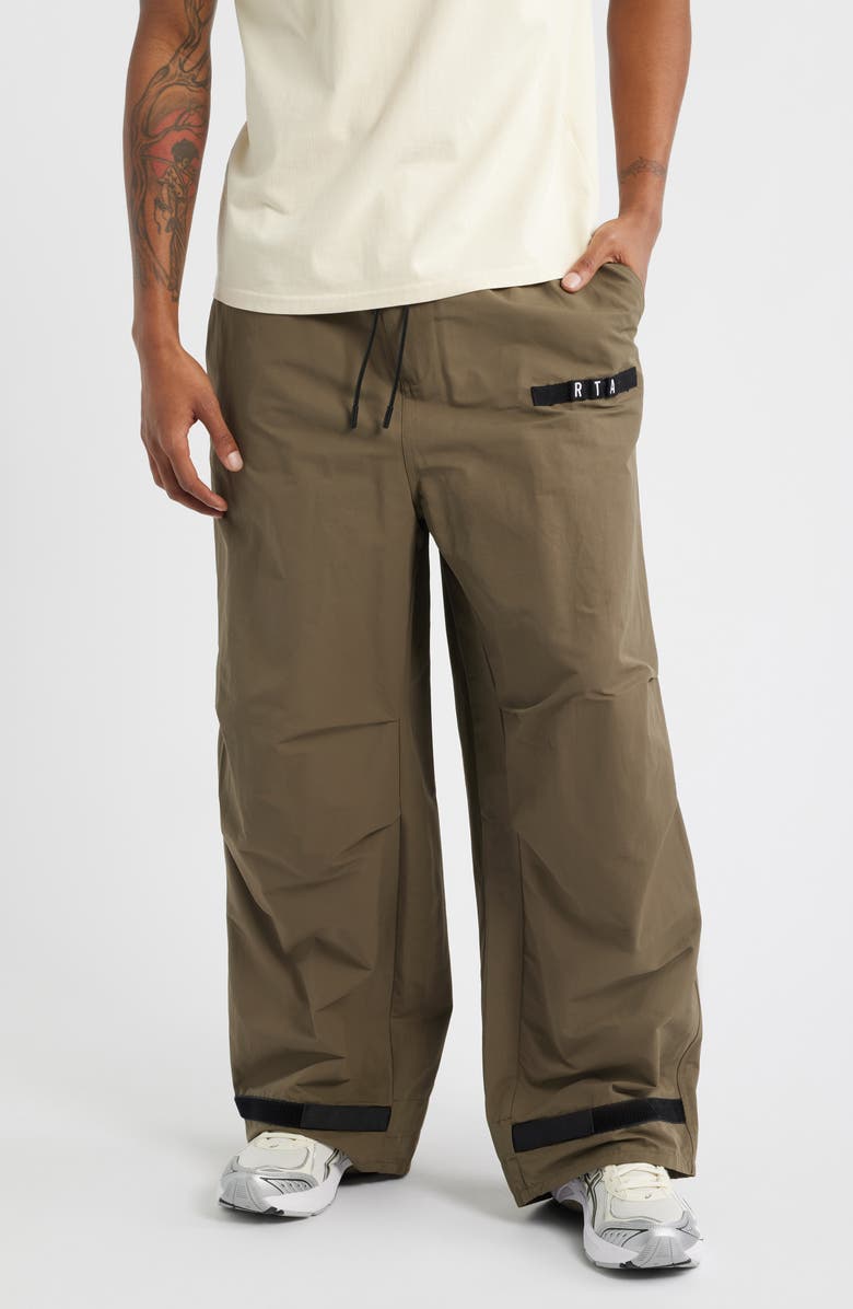 RtA Frederic Oversize Parachute Pants, Main, color, Dusty Olive