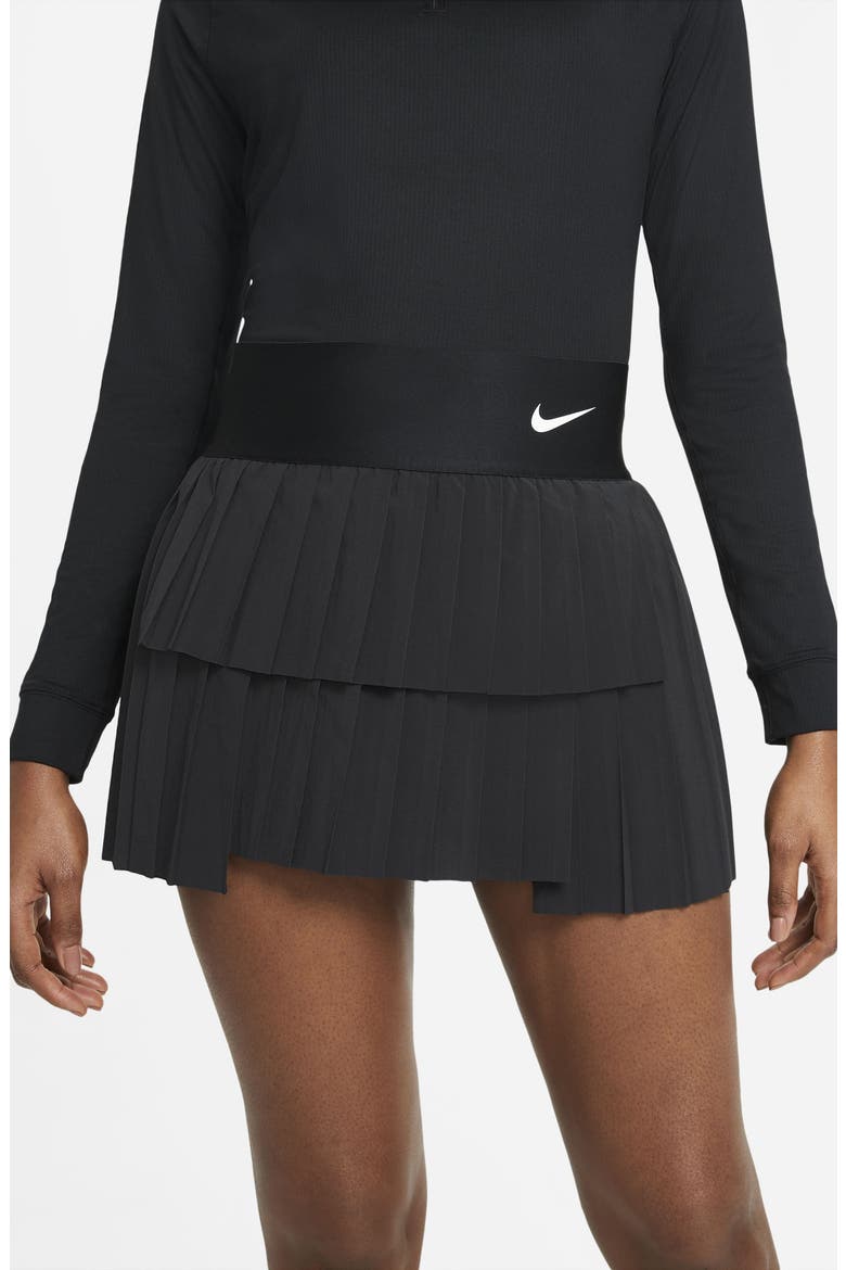 NikeCourt Advantange Pleated Tennis Skirt, Alternate, color, BLACK/BLACK/WHITE