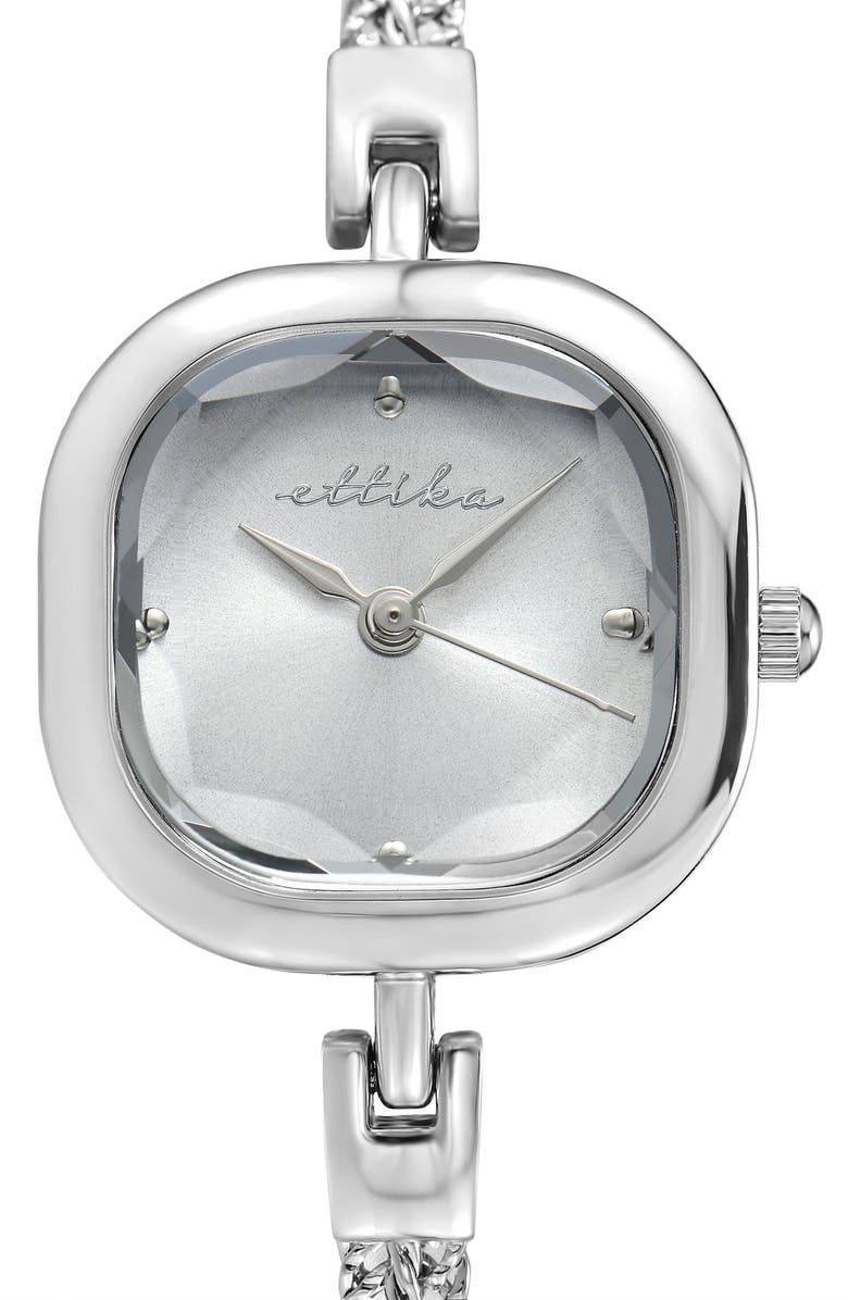 Ettika Petite Square Bracelet Watch, 22mm x 22mm, Alternate, color, Silver
