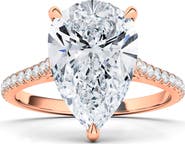 HauteCarat Pear Cut Pavé Lab GrownDiamond Ring