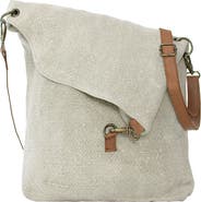 VINTAGE ADDICTION Foldover Jute & Leather Crossbody Bag