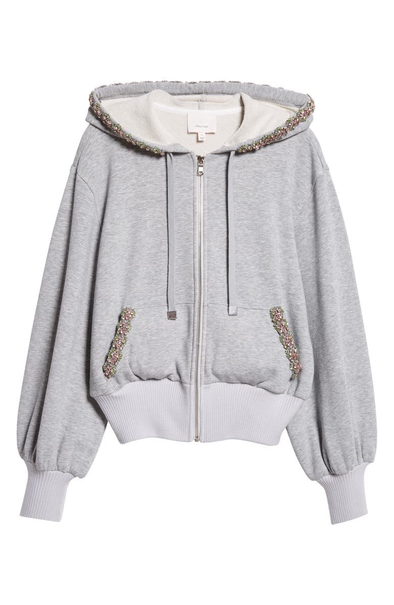 Cinq à Sept Maddie Embellished Zip-Up Hoodie, Alternate, color, 