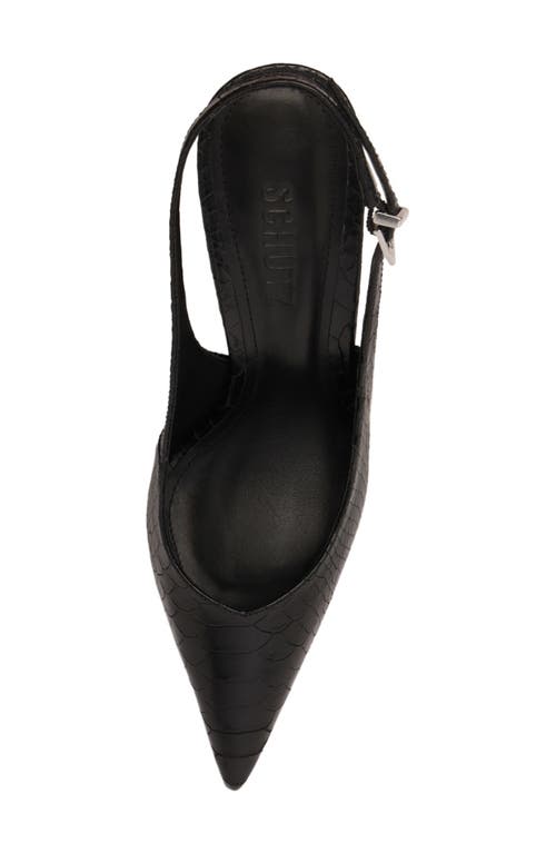 Schutz Michelle Snakeskin Embossed Slingback Pump In Black