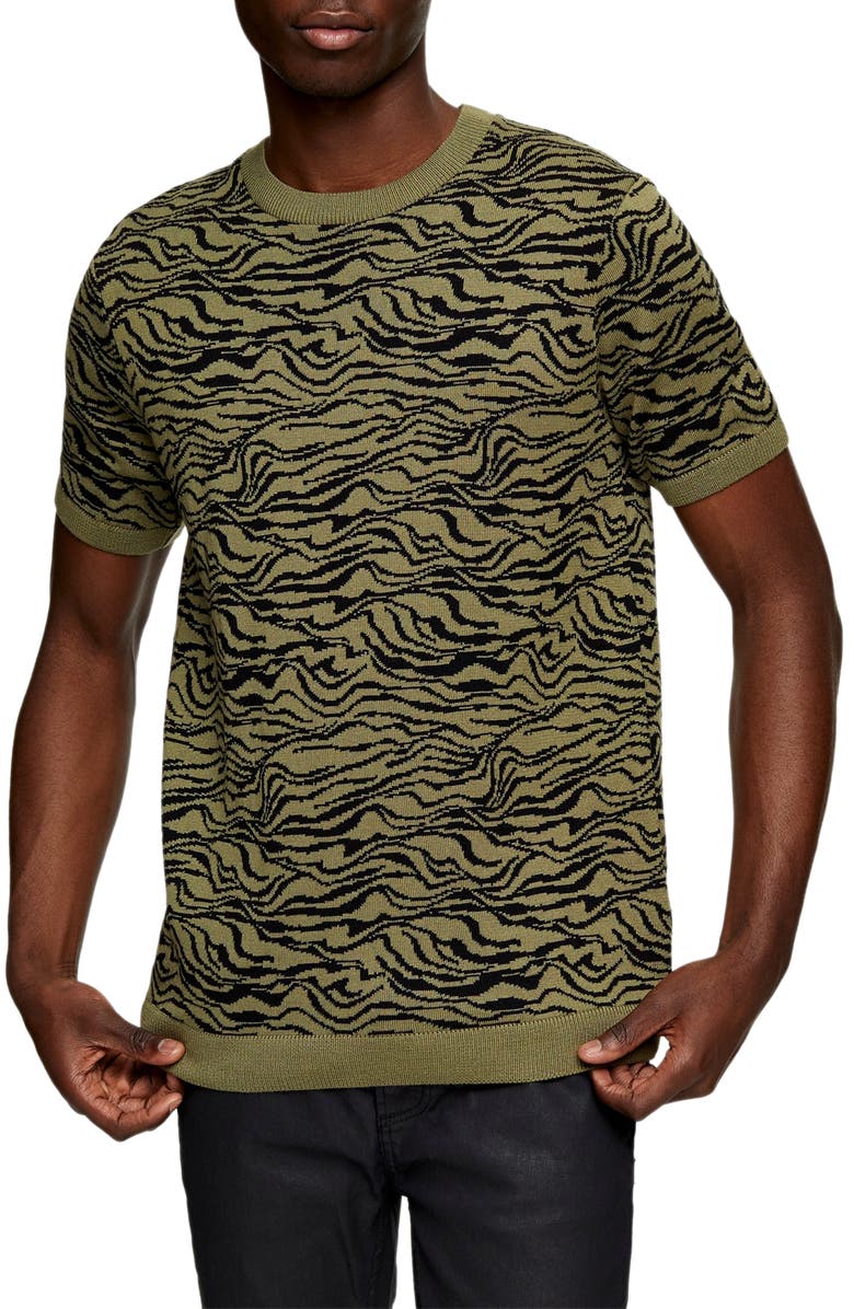 Topman Zebra Crewneck Pullover, Main, color,