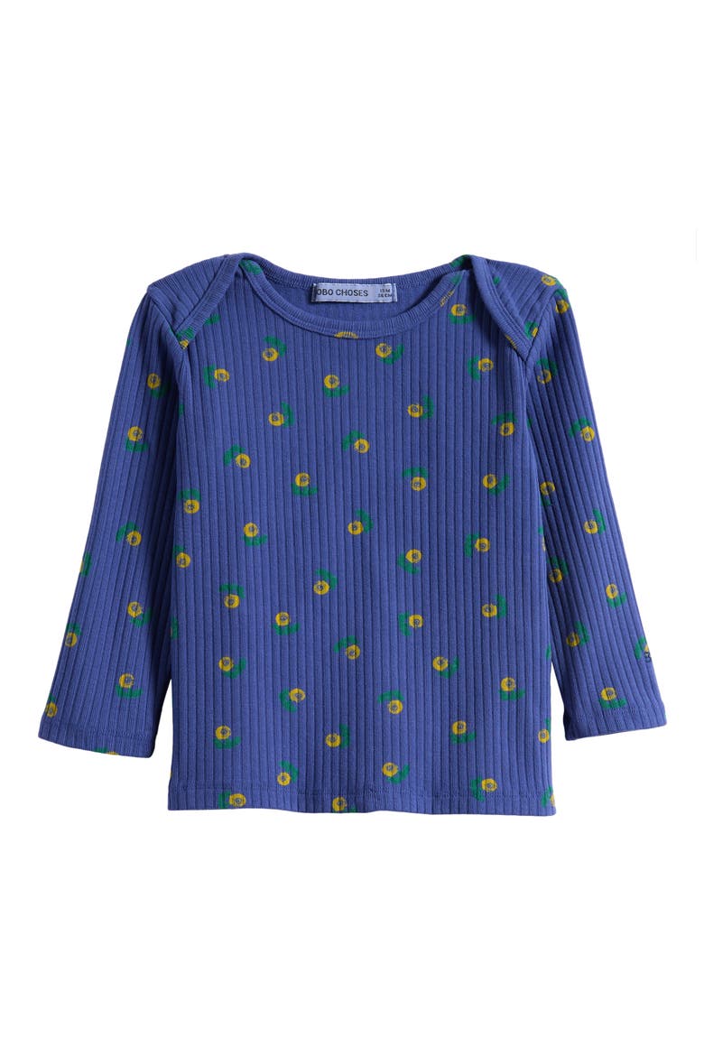 Bloom Print Cotton Rib Top, Main, color, INDIGO
