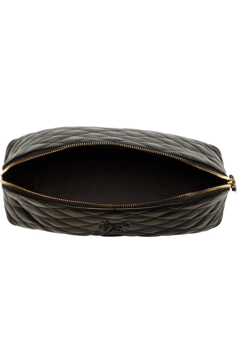 Saint Laurent Large Diamond Quilted Leather Cosmetic Pouch, Alternate, color,