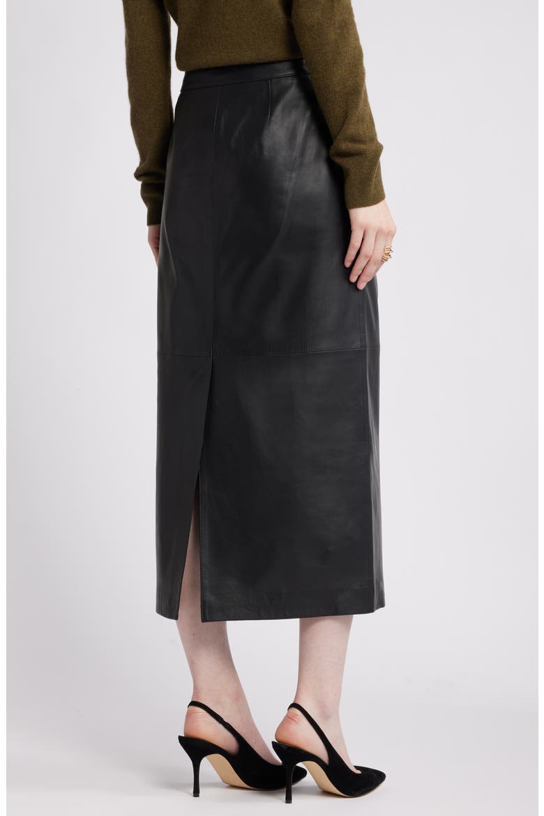 Leather Pencil Skirt, Alternate, color, BLACK