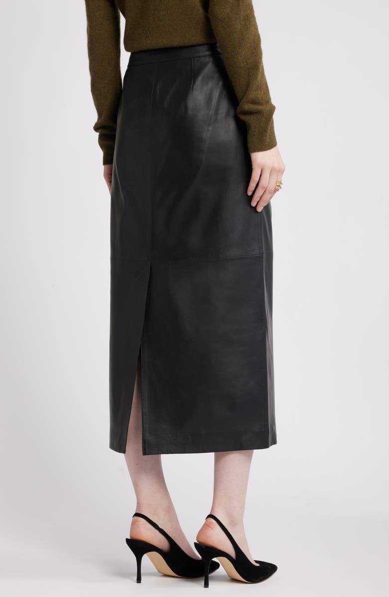 Nordstrom Leather Pencil Skirt, Alternate, color, Black
