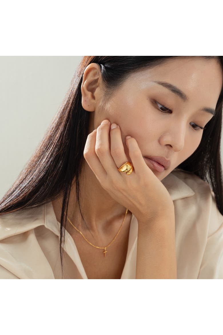 14k Gold Plated Shirley Ring Statement Chic Trendy Statement, Alternate, color, Gold