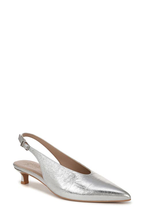 Naturalizer Nicolette Slingback Pointed Toe Kitten Heel Pump In Silver