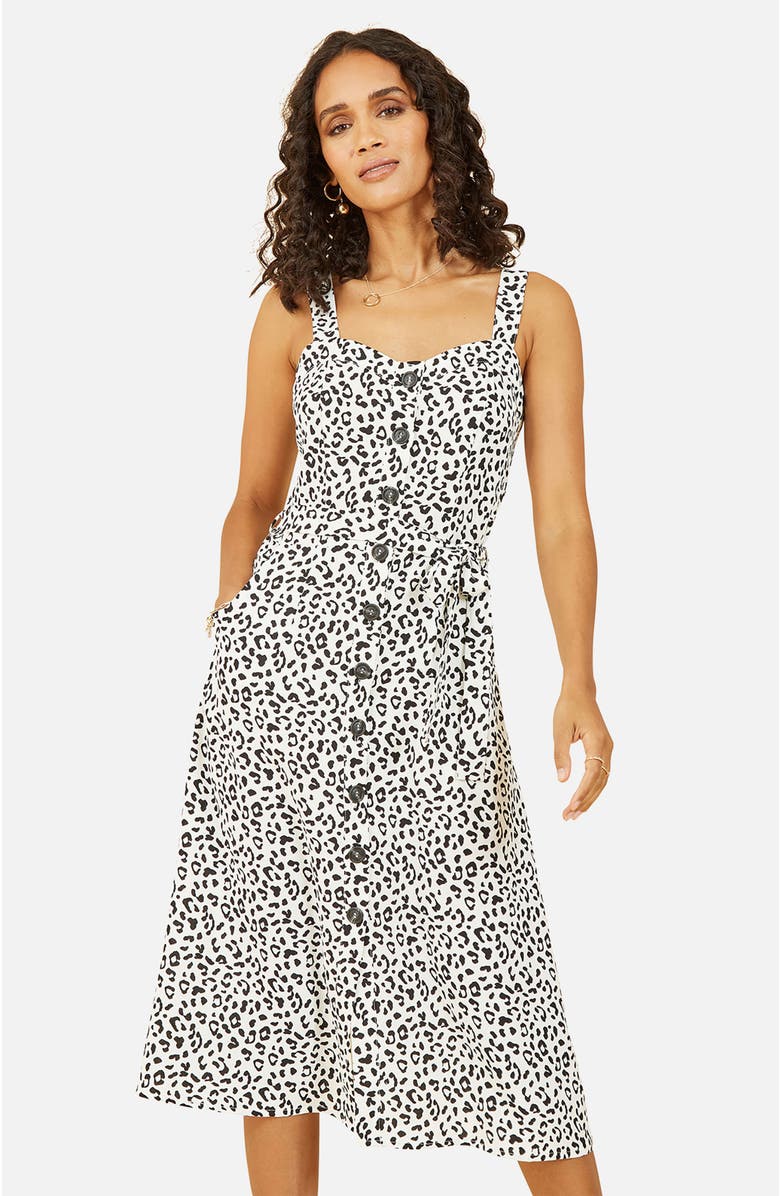 Yumi Printed Button Through Midi Dress, Alternate, color, White