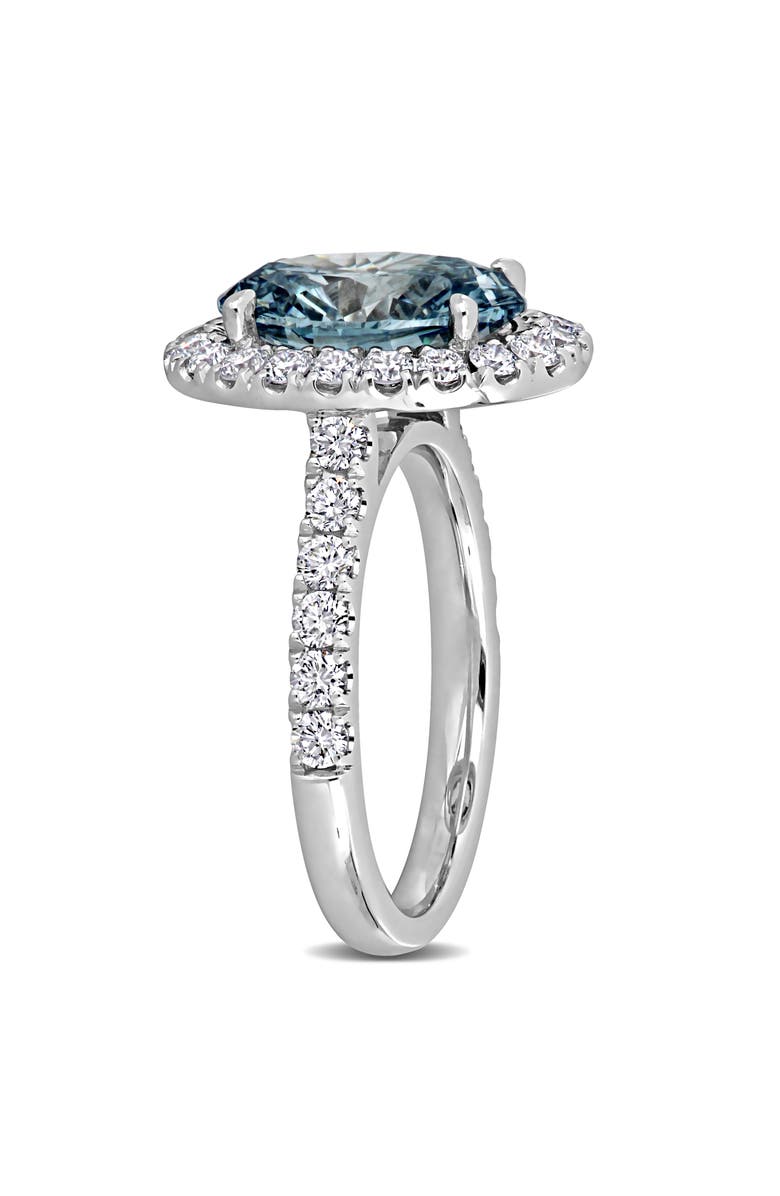Julianna B. Blue & White Lab-Grown Diamond Halo Ring 14k, Alternate, color, White Gold