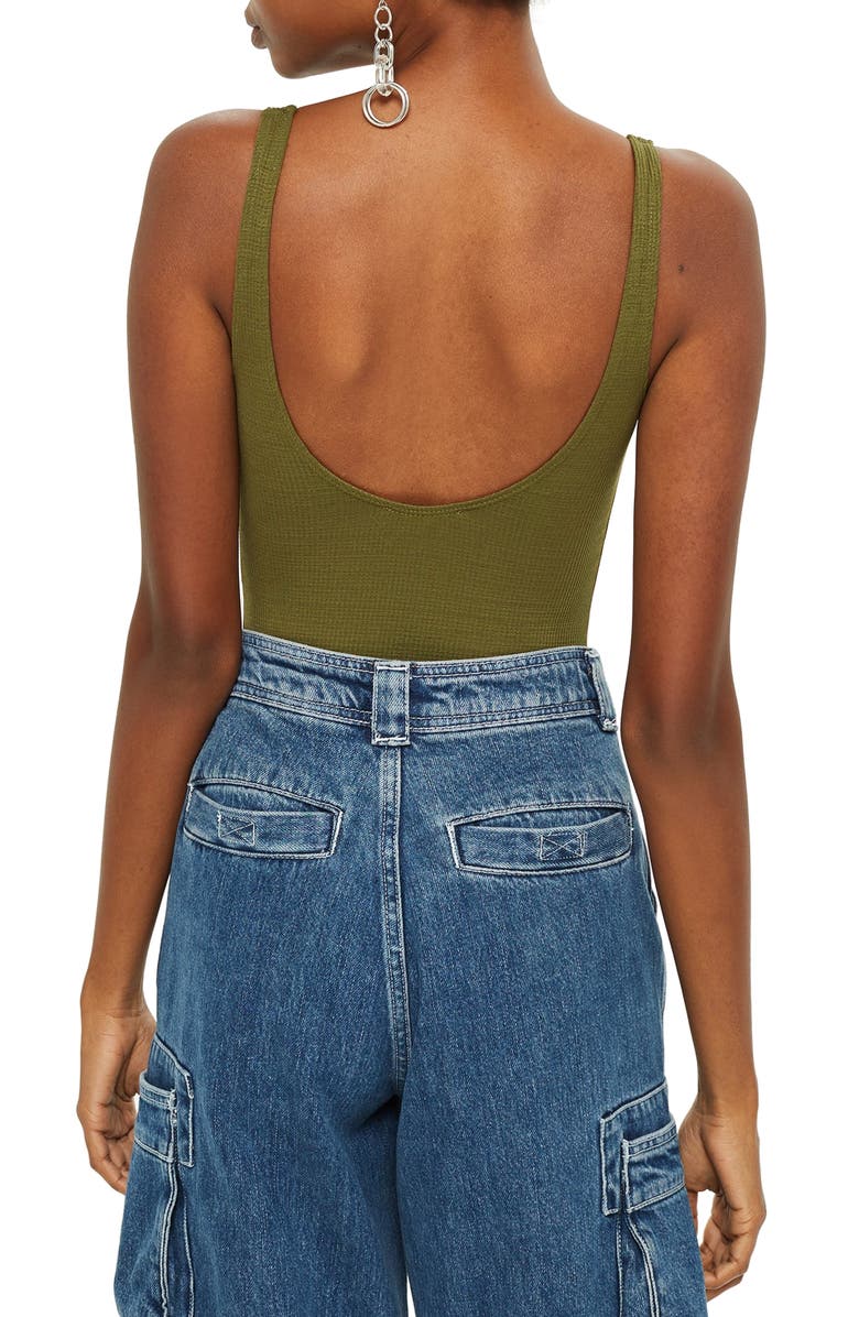 Topshop Textured Scoop Neck Bodysuit, Alternate, color, 