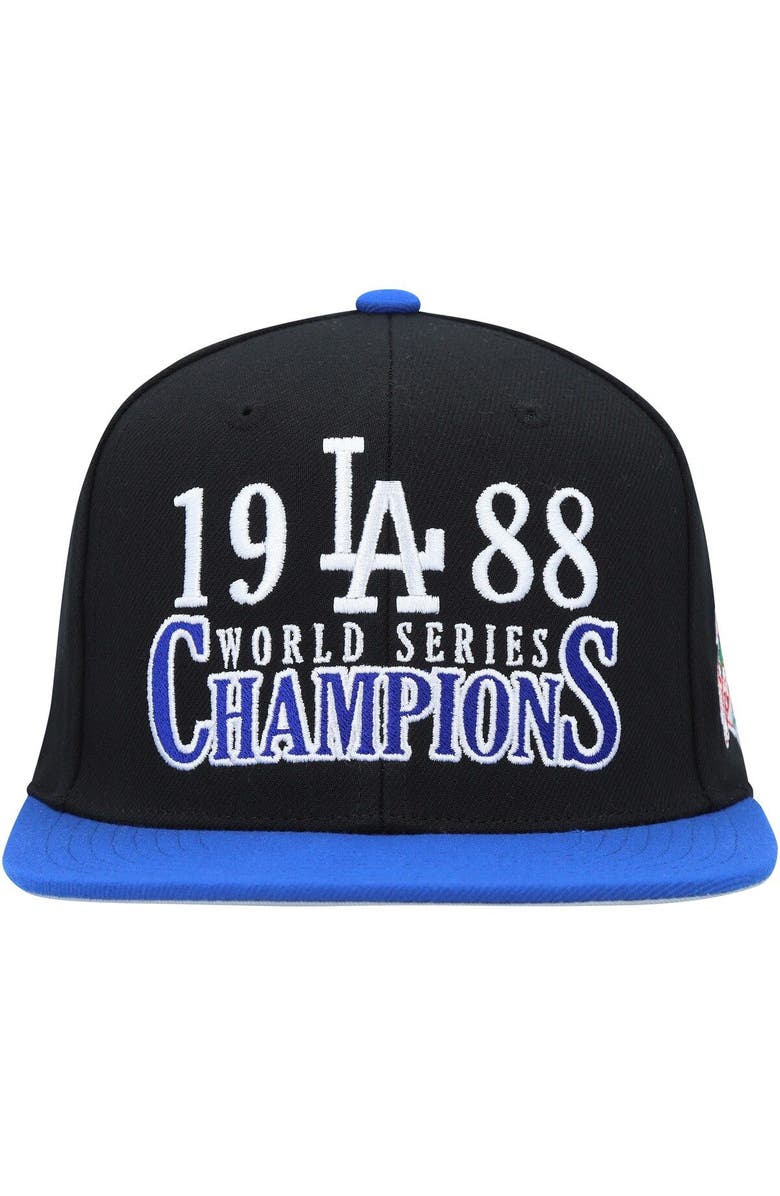 Mitchell & Ness Men's Mitchell & Ness Black Los Angeles Dodgers World Series Champs Snapback Hat, Alternate, color, 