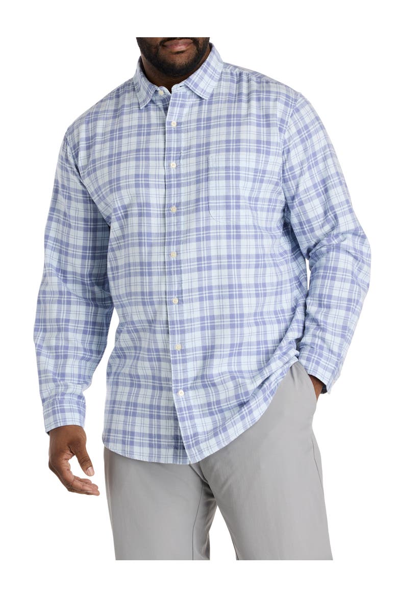 Big & Tall Hummock Plaid Island Flannel Sport Shirt, Alternate, color, ICE WATER