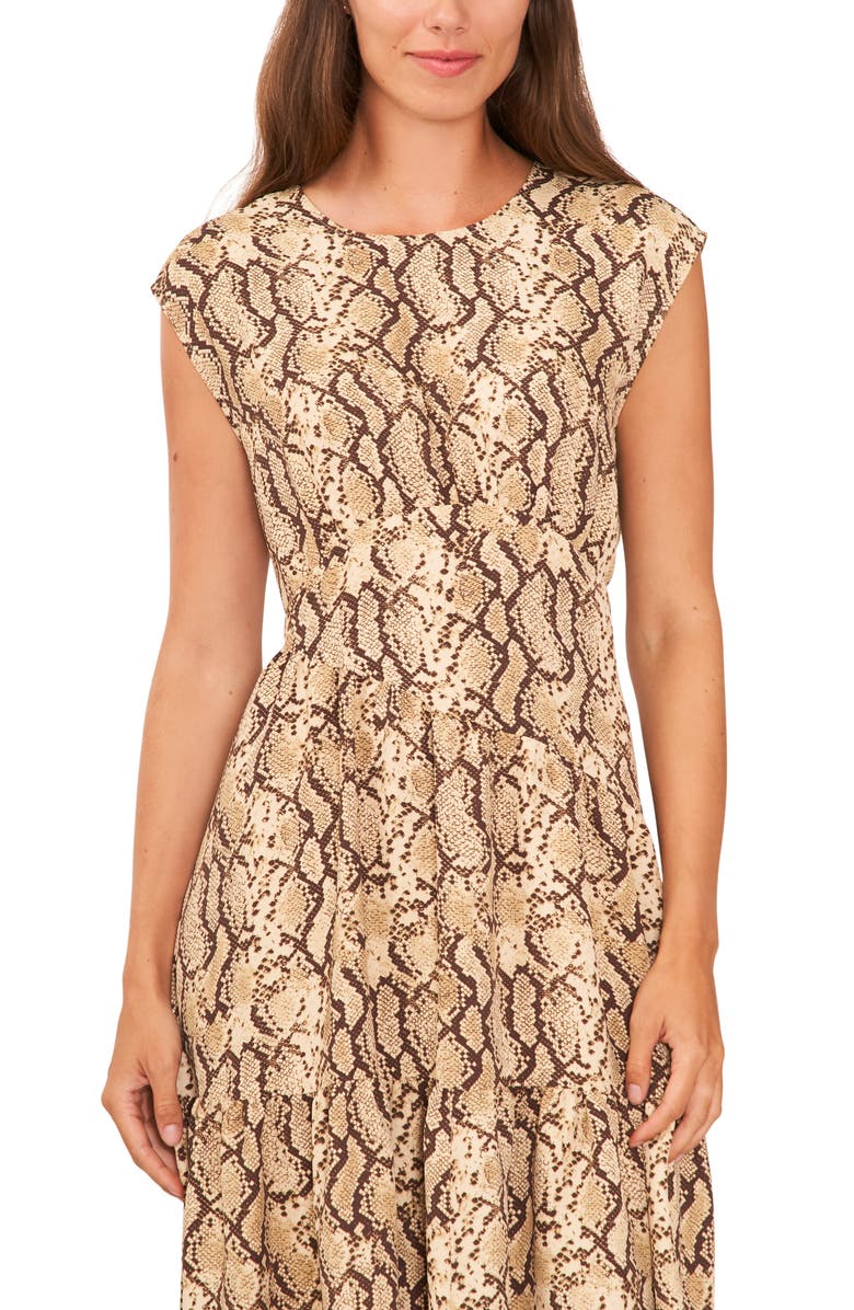 Halogen<sup>®</sup> Snake Print Asymmetric Tiered Midi Dress, Alternate, color, 