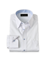 Paul Fredrick Cotton Buttondown Collar Broadcloth Classic Contrast Trim Button Cuff Long Sleeve Shirt