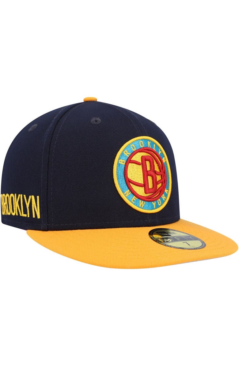 New Era Men's New Era Navy/Gold Brooklyn Nets Midnight 59FIFTY Fitted Hat, Main, color, 
