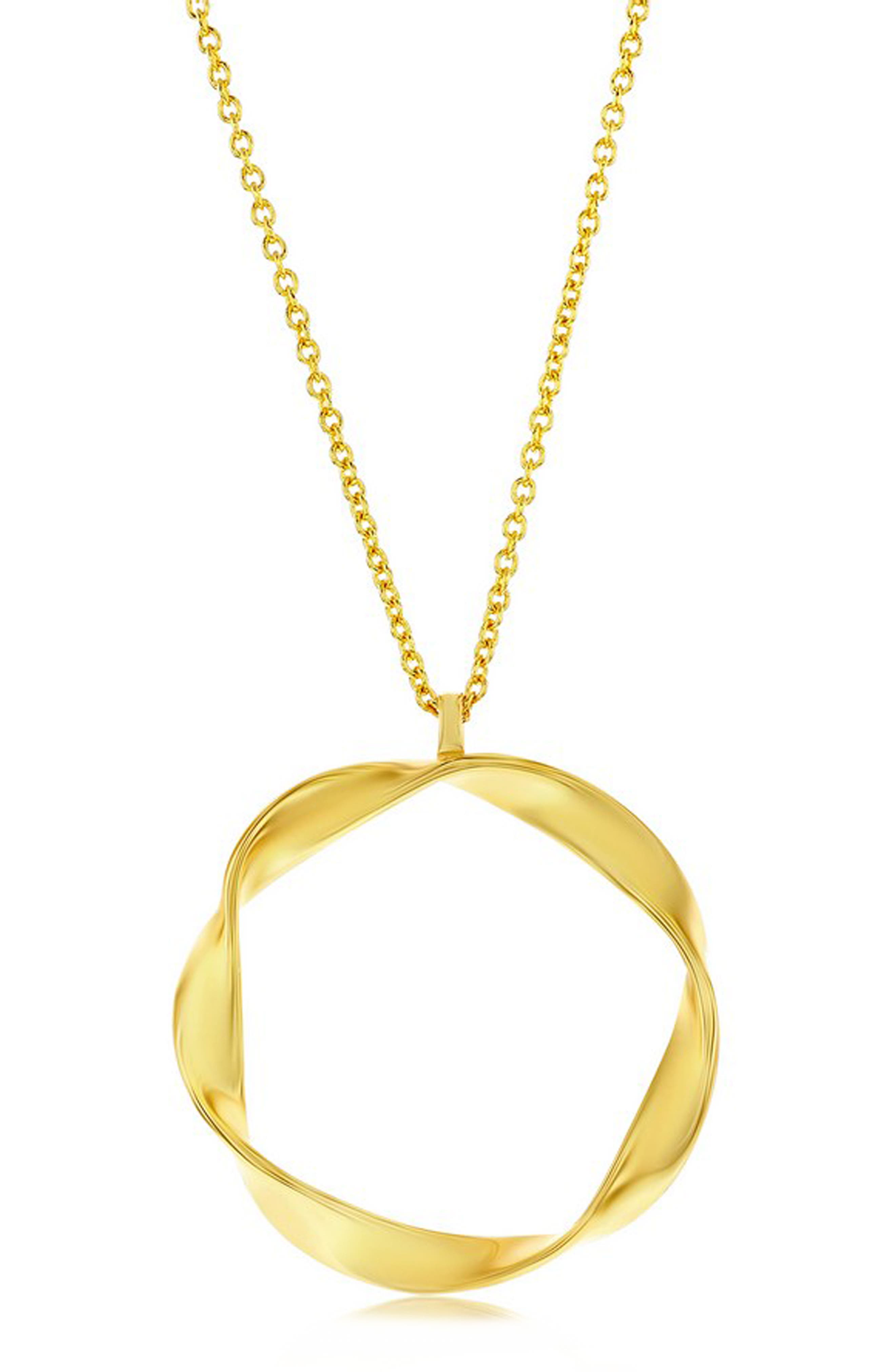 SIMONA 14K Gold Plated Sterling Silver Twisted Circle Pendant Necklace