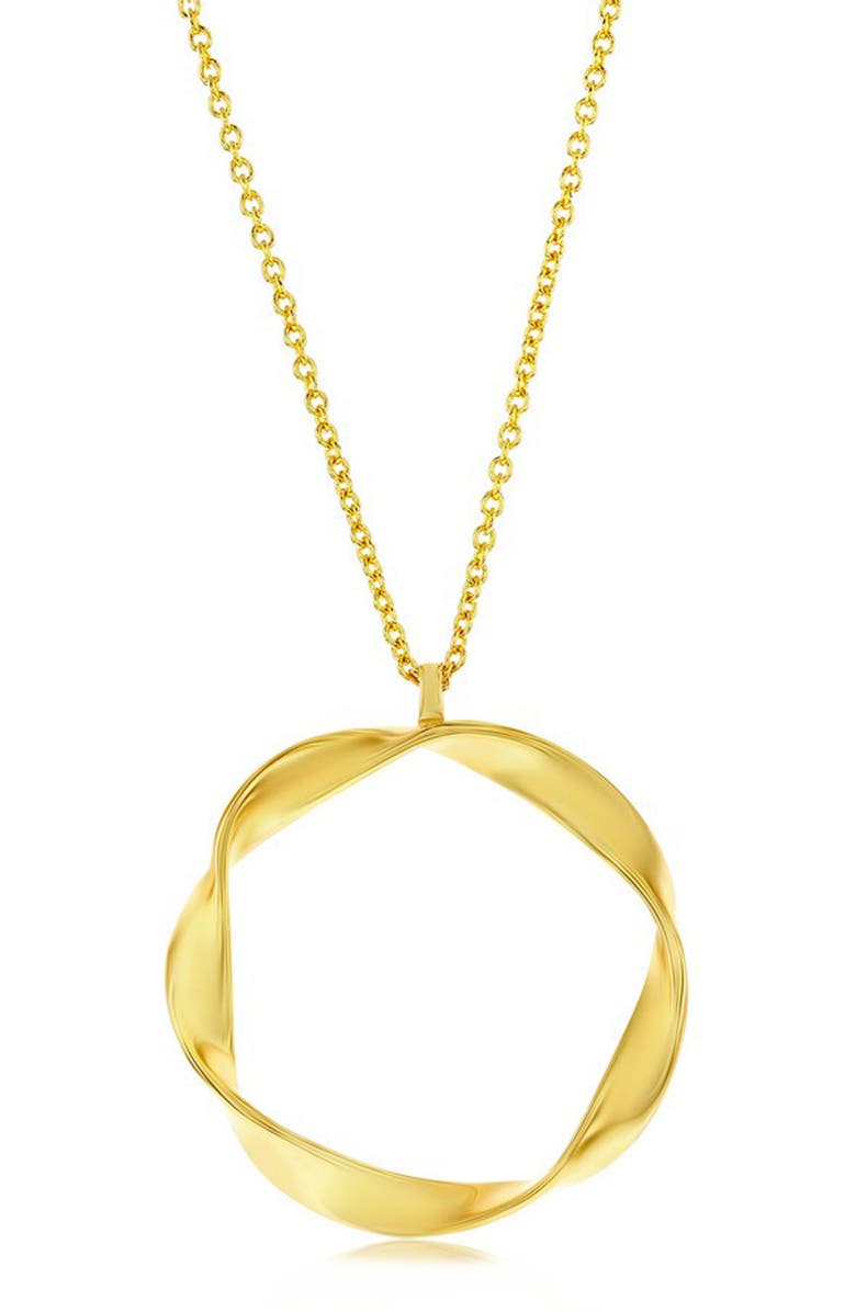 SIMONA 14K Gold Plated Sterling Silver Twisted Circle Pendant Necklace, Main, color, Gold