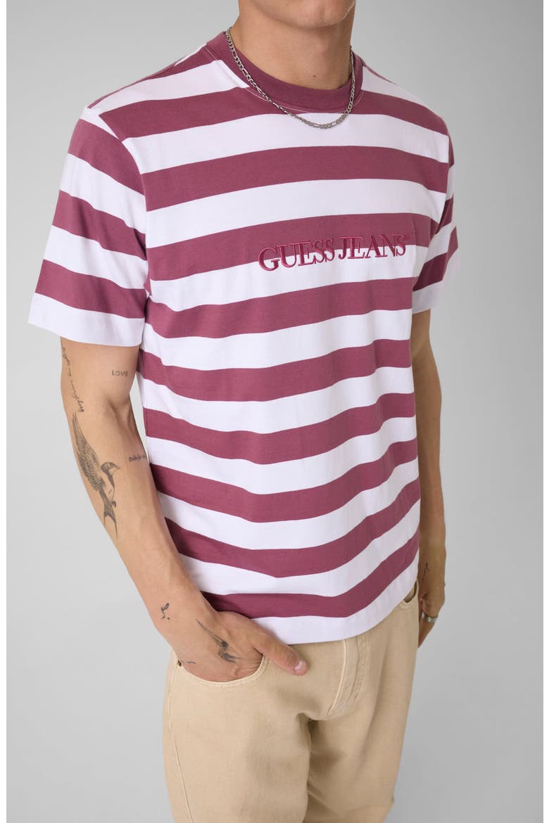 Yarn Dye Stripe Organic Cotton T-Shirt, Alternate, color, WHITE/ BERRY