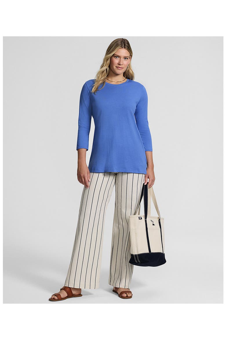 3/4 Sleeve Cotton Supima Tunic, Alternate, color, Muted Cobalt Blue
