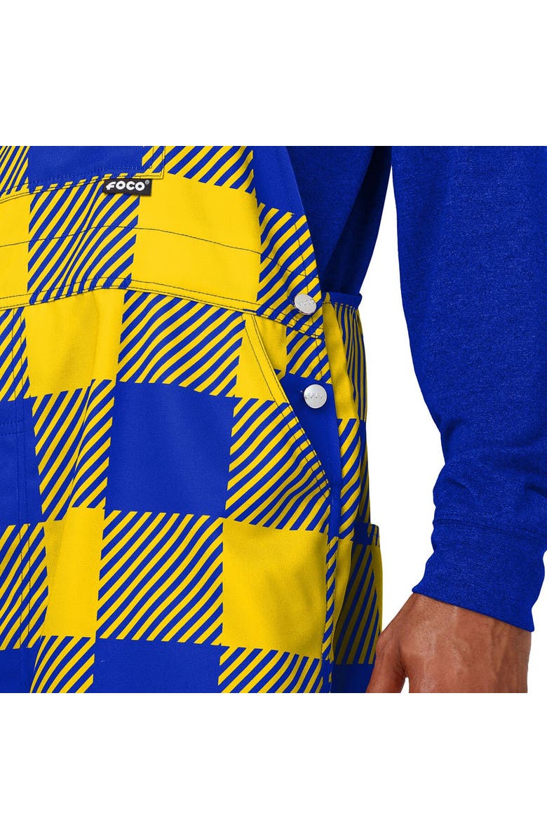 FOCO Men's FOCO  Royal Los Angeles Rams Big Logo Plaid Overalls, Alternate, color, 