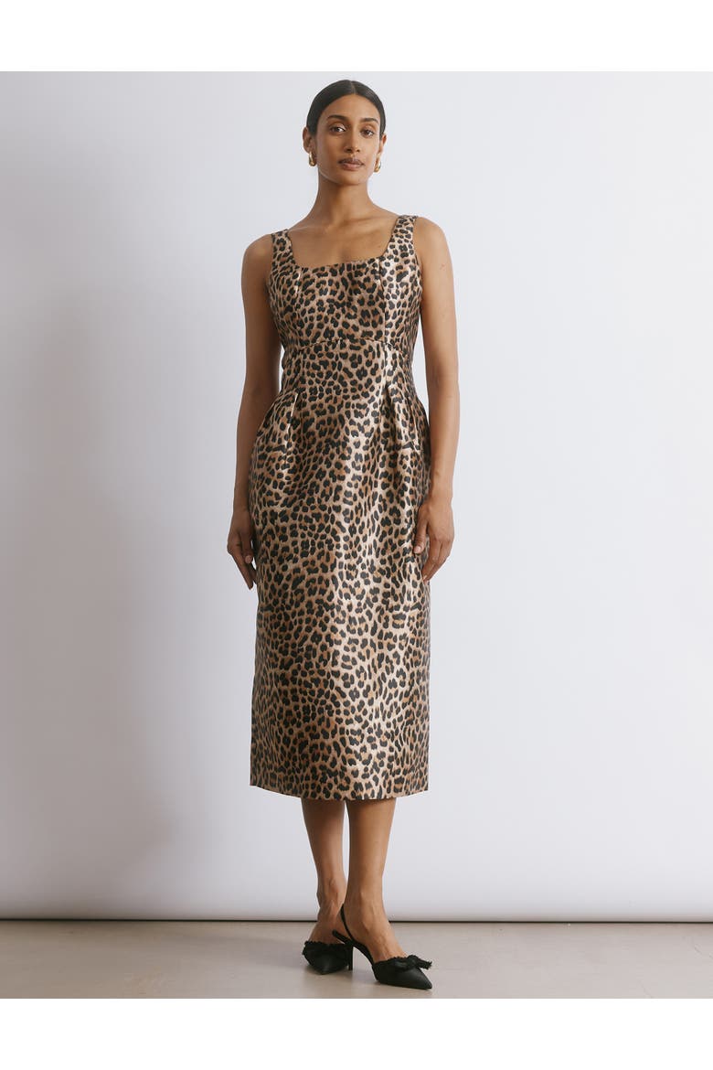 Taffeta Sleeveless Tulip Dress, Main, color, Animal