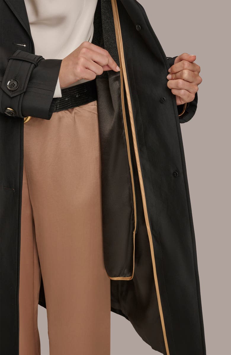 Donna Karan New York Water Resistant Single Breasted Trench Coat, Alternate, color, Black