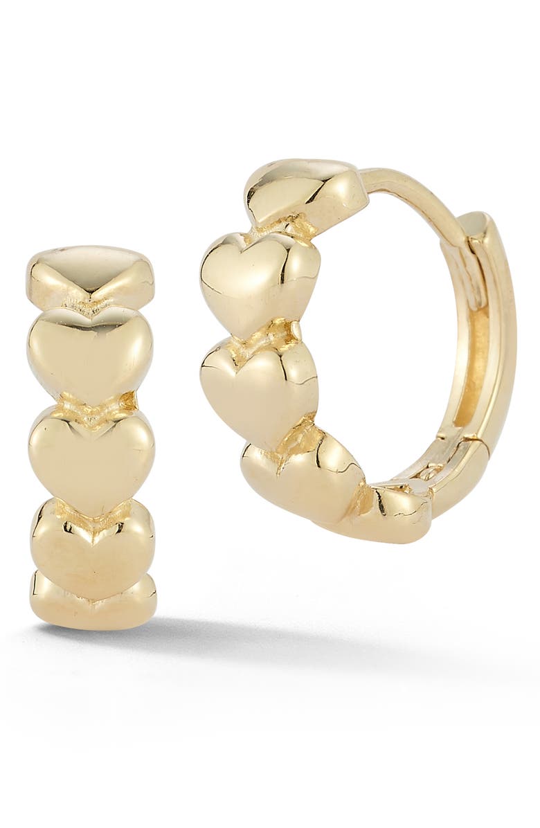 Ember Fine Jewelry 14K Yellow Gold Heart Huggie Hoop Earrings, Main, color, 