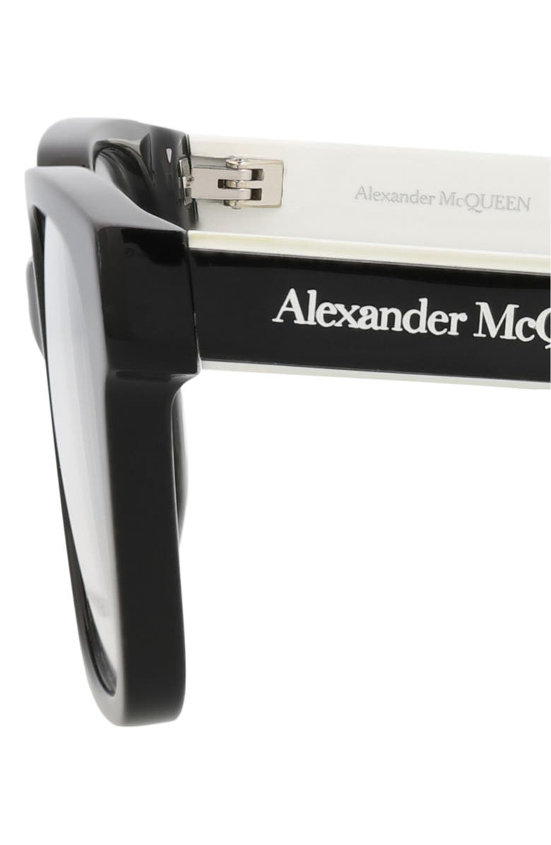 McQueen 52mm Square Optical Glasses, Alternate, color, Black Black Transparent