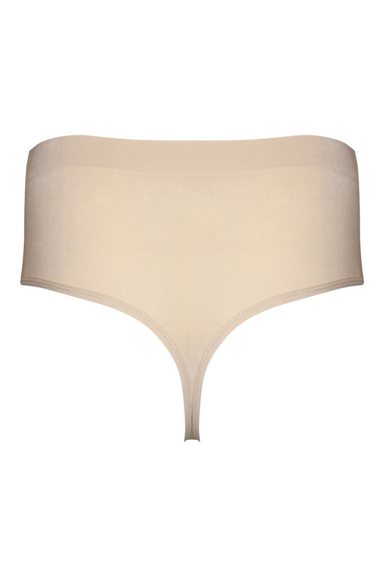 Comfort Seamless Shaping Thong, Alternate, color, LATTE