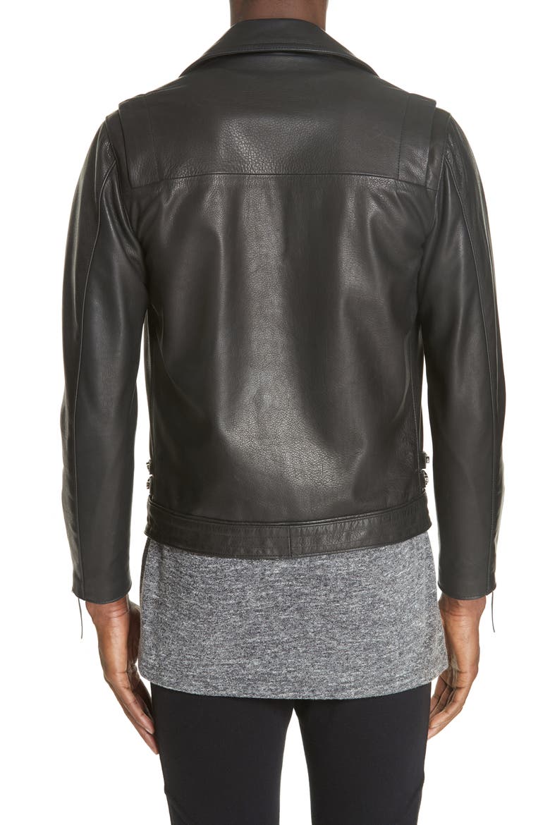 Riders Slim Fit Leather Jacket, Alternate, color, BLACK