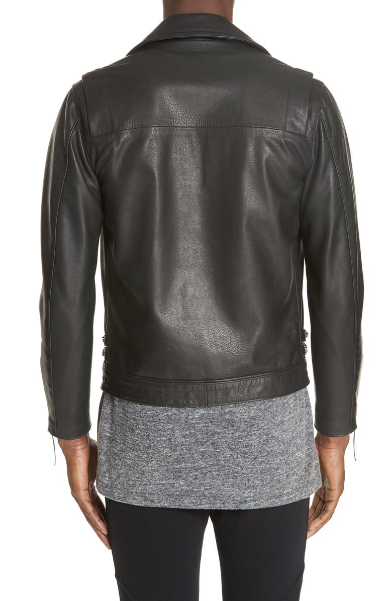 John Elliott Riders Slim Fit Leather Jacket, Alternate, color, 
