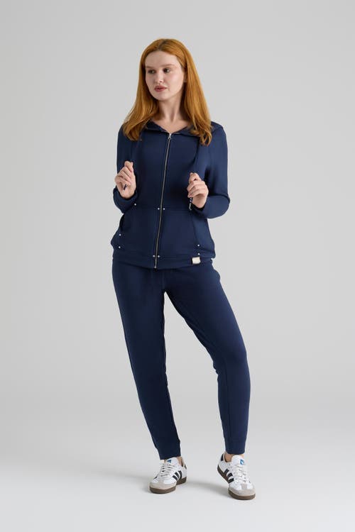 Le Fafo Evelyn Zip Up Hoodie In Blue