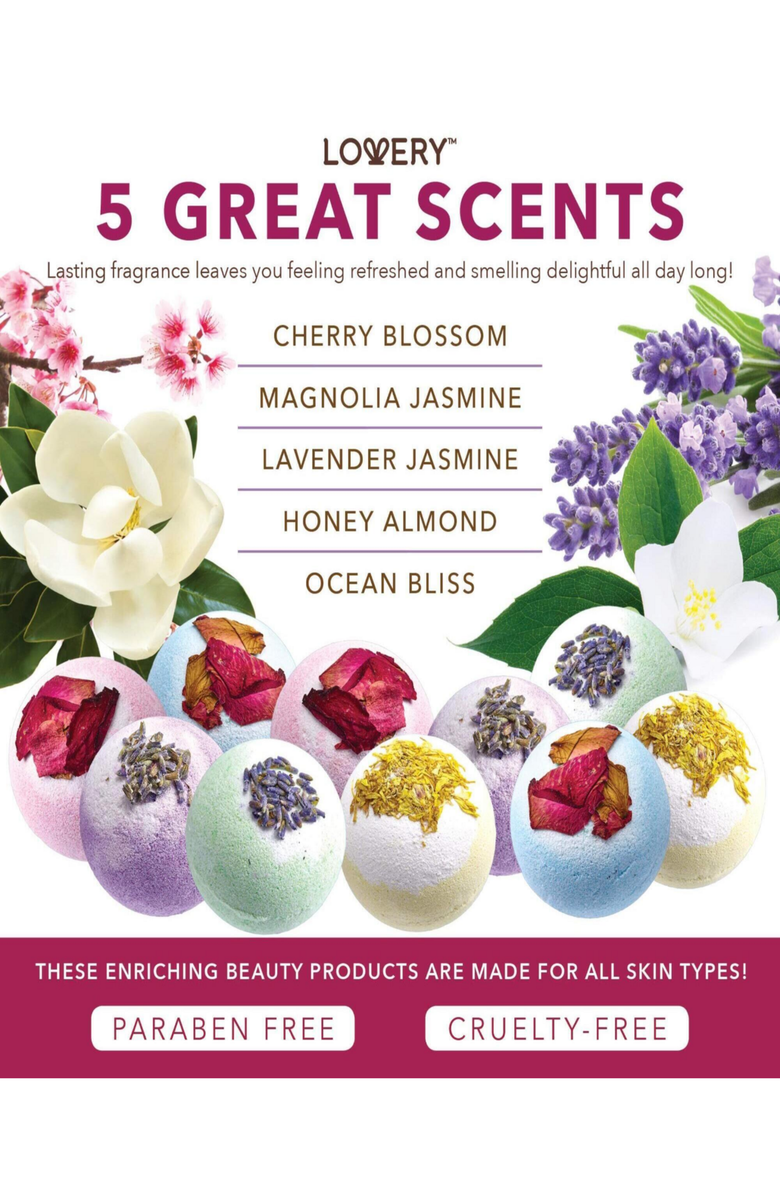 Lovery 10-Piece Bath Bombs Gift Set With Shea & Coco Butter, Alternate, color, Multicolor