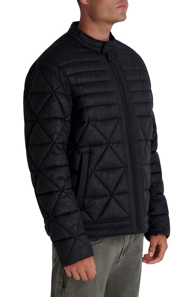 KARL LAGERFELD PARIS Graffiti Puffer Jacket, Alternate, color, Black