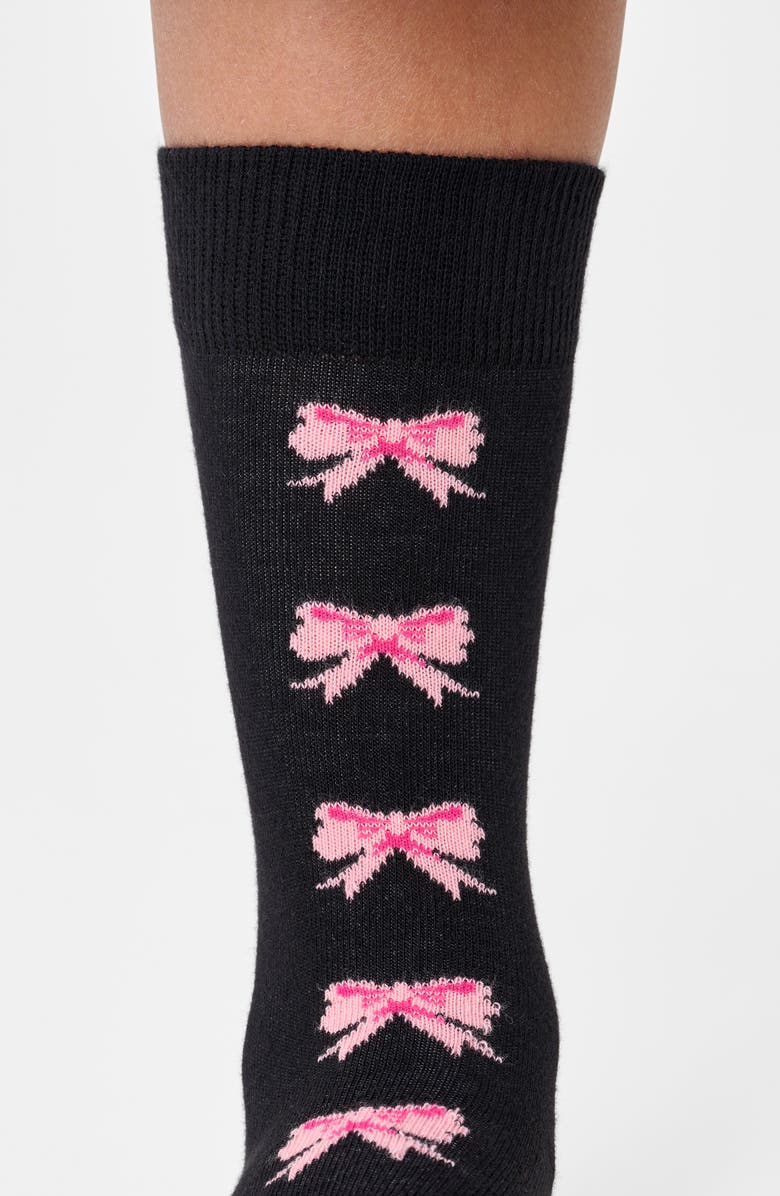 Happy Socks Bow Jacquard Crew Socks, Alternate, color, Black
