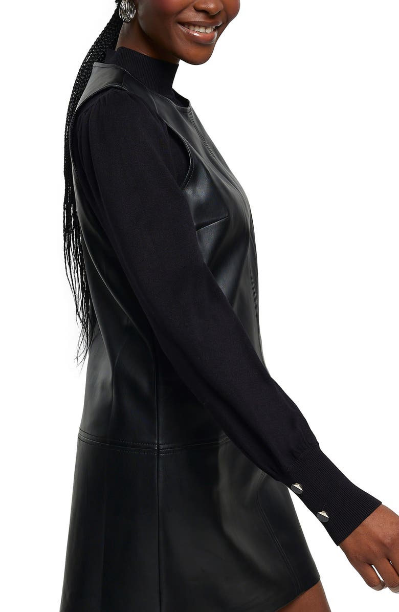 River Island Sleeveless Faux Leather Shift Dress, Alternate, color,